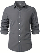 Camisa Masculina Casual de Manga Longa com Blocos de Cor e Estampa Xadrez