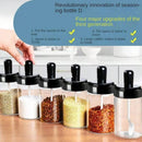 Porta Temperos de Vidro com Colher Açúcar Sal Pimenta Condimentos Orégano Tomilho Recipiente Armazenamento de Cozinha Tampa de Plástico