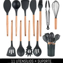 SKYTUR KIT Cozinha Conjunto com 12 peças Jogo de Utensilio Culinário cabo de Madeira Antiaderente Envio Rápido para todo Brasil