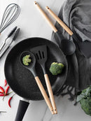 SKYTUR KIT Cozinha Conjunto com 12 peças Jogo de Utensilio Culinário cabo de Madeira Antiaderente Envio Rápido para todo Brasil