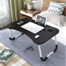 Mesa Dobrável de Madeira Portátil para Cama Estudo e Notebook Multifuncional para Lanches