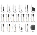 Kit 19 Peças Completo Jogo Utensílios de Cozinha Luxo Com Tábua em Silicone Espátula Faca Tesoura 2000GR Kitchen Presente Cores
