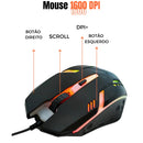 Kit Gamer Mobilator One Hand 60% Teclado Preto com LED com Fio Mouse para Celular Tripé USB RGB OTG