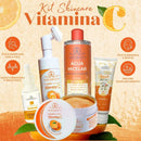Kit de Cuidados com a Pele Vitamina C – 5 Itens: Sérum, Mousse, Máscara, Água Micelar e Esfoliante – Phállebeauty