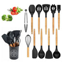 Kit de Utensílios de Cozinha – 12 Peças: Talheres, Colher de Madeira e Panela