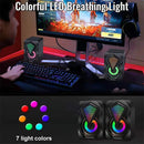 Caixa de Som Estéreo Surround com Luzes RGB  Para Desktop, Laptop e PC – Subwoofer USB Alimentado