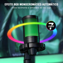 Microfone Gamer AmpliGame com Mute Rápido, Microfone Condensador USB RGB com Tripé para PC, Notebook, PS4/5, Streaming e Podcasting - A2