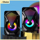 Caixa de Som Estéreo Surround com Luzes RGB  Para Desktop, Laptop e PC – Subwoofer USB Alimentado