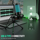 Microfone Gamer AmpliGame com Mute Rápido, Microfone Condensador USB RGB com Tripé para PC, Notebook, PS4/5, Streaming e Podcasting - A2