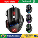 Mouse Brasil X7 Botão Retroiluminado Mouse Ergonômico 5500 DPI Mouse Ajustável Adequado para PC, Laptop e Desktop