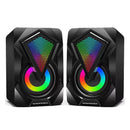 Caixa de Som Estéreo Surround com Luzes RGB  Para Desktop, Laptop e PC – Subwoofer USB Alimentado