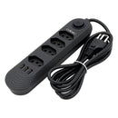Extensão com 4 Tomadas, Bivolt, 2 Metros, Tomada Preta com 4 Saídas e USB, Régua de Energia, Extensão para Brasil