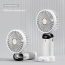 Ventilador de Pescoço Portátil com 5 Velocidades Recarregável via USB com Suporte para Telefone e Tela de Exibição 1800mAh
