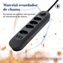 Extensão com 4 Tomadas, Bivolt, 2 Metros, Tomada Preta com 4 Saídas e USB, Régua de Energia, Extensão para Brasil