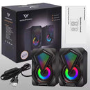 Caixa de Som Estéreo Surround com Luzes RGB  Para Desktop, Laptop e PC – Subwoofer USB Alimentado