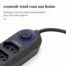 Extensão com 4 Tomadas, Bivolt, 2 Metros, Tomada Preta com 4 Saídas e USB, Régua de Energia, Extensão para Brasil