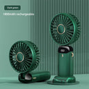 Ventilador de Pescoço Portátil com 5 Velocidades Recarregável via USB com Suporte para Telefone e Tela de Exibição 1800mAh