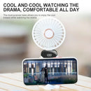 Ventilador de Pescoço Portátil com 5 Velocidades Recarregável via USB com Suporte para Telefone e Tela de Exibição 1800mAh