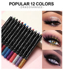 Lápis de Sombra Glitter Longa Duração 12 Cores Azul Marrom Preto Delineador Feminino