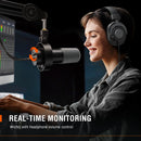 Microfone Dinâmico XLR FIFINE para Gravação com Monitoramento em Tempo Real Microfone USB para Streaming com Controle de Ganho/Toque para Mudo – Modelo K688