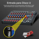 VEDO Mixer de áudio profissional portátil de 8 canais, console de mixagem de som com interface USB, MP3 digital, entrada para computador e gravação de áudio