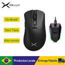 Mouse Gamer Sem Fio Delux M900PRO Taxa de Polling 8K PAW3395 RGB Base de Carregamento Design Ergonômico 63g Leve Para PC e Laptop