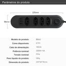 Extensão com 4 Tomadas, Bivolt, 2 Metros, Tomada Preta com 4 Saídas e USB, Régua de Energia, Extensão para Brasil