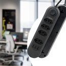Extensão com 4 Tomadas, Bivolt, 2 Metros, Tomada Preta com 4 Saídas e USB, Régua de Energia, Extensão para Brasil