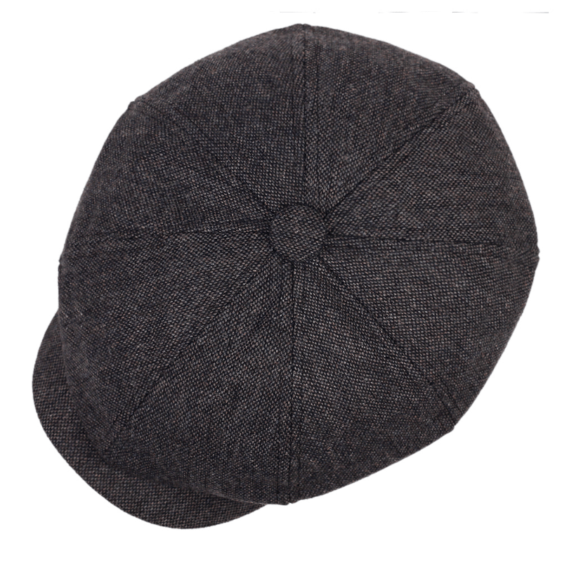Boina retrô masculina em espinha de peixe - Boina casual preta com estilo vintage, poliéster tricotado, perfeita para o Dia dos Namorados, uso diário | Boina vintage | Textura tricotada