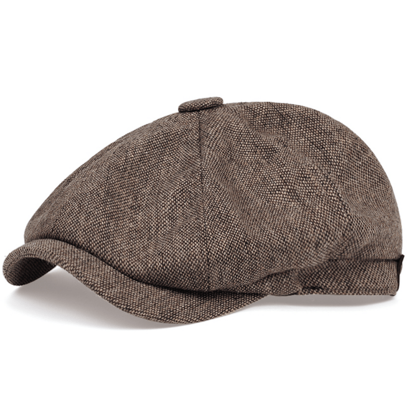Boina retrô masculina em espinha de peixe - Boina casual preta com estilo vintage, poliéster tricotado, perfeita para o Dia dos Namorados, uso diário | Boina vintage | Textura tricotada