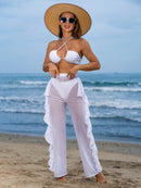 Conjunto de Biquíni Feminino 3 Peças de Cor Sólida