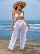 Conjunto de Biquíni Feminino 3 Peças de Cor Sólida