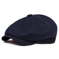 Boina retrô masculina em espinha de peixe - Boina casual preta com estilo vintage, poliéster tricotado, perfeita para o Dia dos Namorados, uso diário | Boina vintage | Textura tricotada
