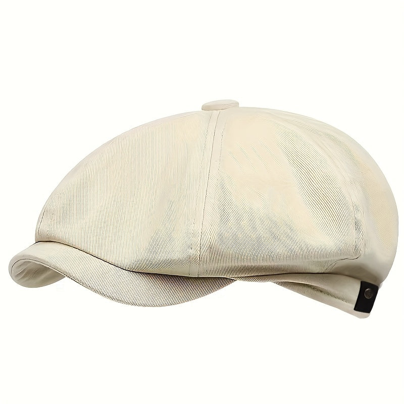 Boina retrô masculina em espinha de peixe - Boina casual preta com estilo vintage, poliéster tricotado, perfeita para o Dia dos Namorados, uso diário | Boina vintage | Textura tricotada