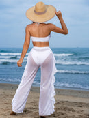 Conjunto de Biquíni Feminino 3 Peças de Cor Sólida