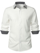 Camisa Masculina Casual de Manga Longa com Blocos de Cor e Estampa Xadrez