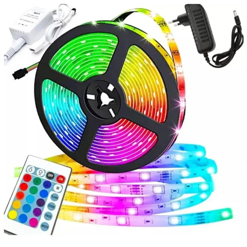 Fita LED Colorida à Prova d'Água RGB Luz LED com Fonte e Controle