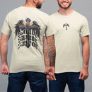 Camiseta Básica Masculina GuGi – Cruz Cristã com Asas de Anjo e Salvador, Frente e Costas, 100% Algodão Premium