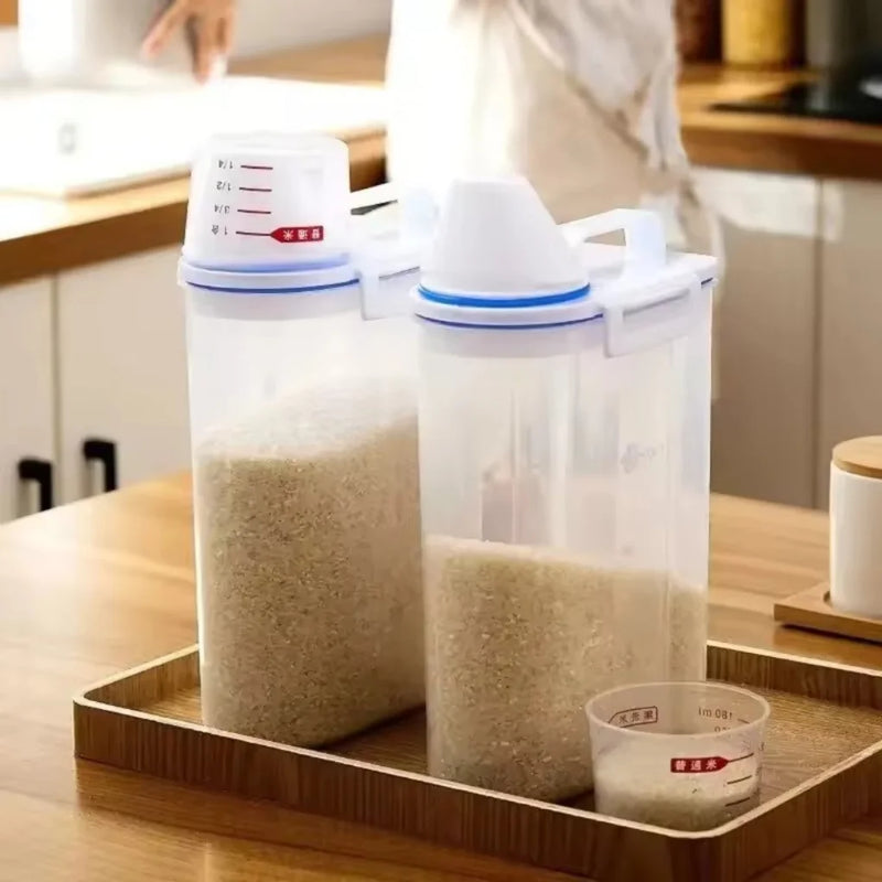 Pote Hermético com Medidor Integrado, Ideal para Armazenar Grãos e Cereais, com Tampa Hermética e Design Prático para Cozinha