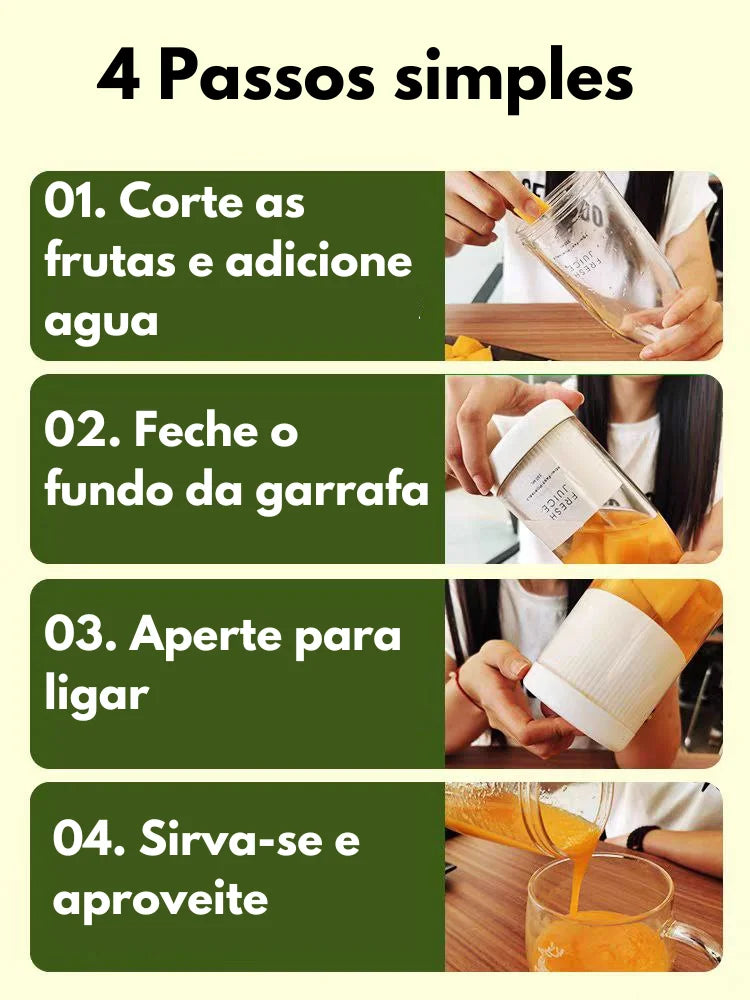 KIT 3 CONJUNTOS Mini Liquidificadores Elétricos Portátil 380mL Recarregável Prático Suco de Frutas Smoothie CORES ALEATÓRIOS