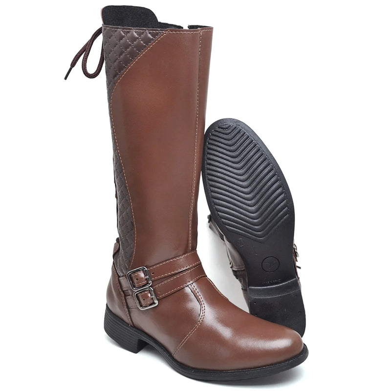Bota Feminina de Cano Longo Ajustável com Zíper – Tamanho 33 a 40