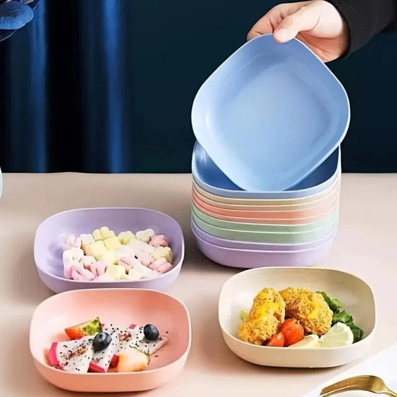 Conjunto com 10 Pratos de Plástico Fofos Reutilizáveis, Resistentes para Tigela de Pet, Sobremesa, Jantar, Cozinha, Festa, Churrasco, Lanches para Crianças