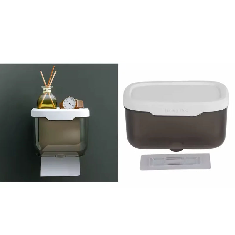 Caixa à Prova d’Água para Papel Higiênico para Banheiro, Sala, Escritório ou Cozinha, com Fixador de Parede