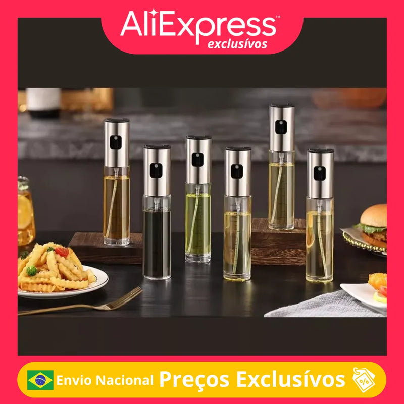 Kit Spray Pulverizador Azeite de Oliva Vinagre Vidro Compacto Prático para Cozinha Controle de Dosagem Versátil Econômico Higiênico