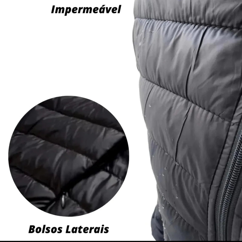 Jaqueta Puffer Impermeável com Capuz Removível