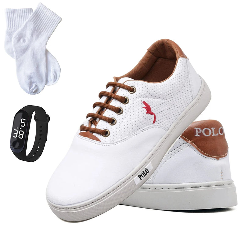 Combo Infantil de Tênis Masculino Sintético Casual Escolar com Relógio Digital – Tamanhos 27 a 36
