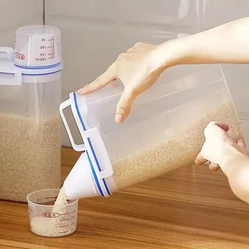 Pote Hermético com Medidor Integrado, Ideal para Armazenar Grãos e Cereais, com Tampa Hermética e Design Prático para Cozinha