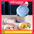 Conjunto com 10 Pratos de Plástico Fofos Reutilizáveis, Resistentes para Tigela de Pet, Sobremesa, Jantar, Cozinha, Festa, Churrasco, Lanches para Crianças