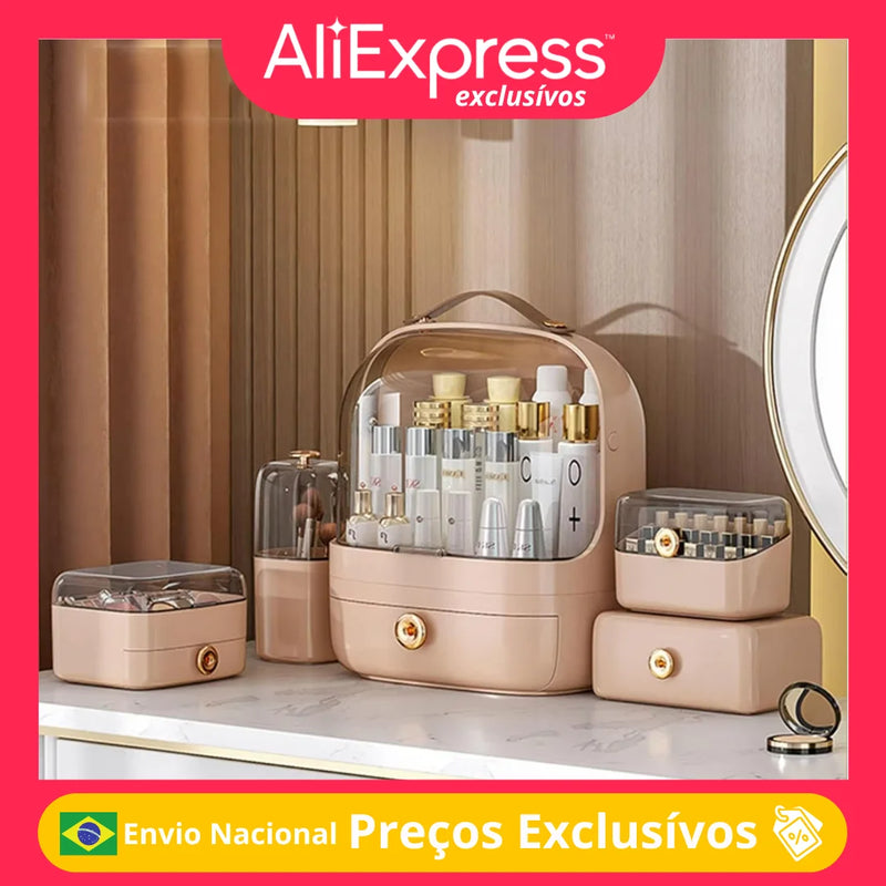 Caixa de Armazenamento para Maquiagem e Cosméticos Gavetas com Compartimentos Design Sofisticado e À Prova d'Água Máquina de Dressing para Banheiro