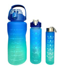 Kit com 3 Garrafas de Água Motivacionais com Adesivo e Cinto, Garrafa Esportiva